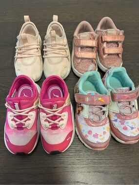 3 Puma + 1 Disney Light-Up Princess = 4 Pairs of Girls Sneakers, All Pinks, 8T